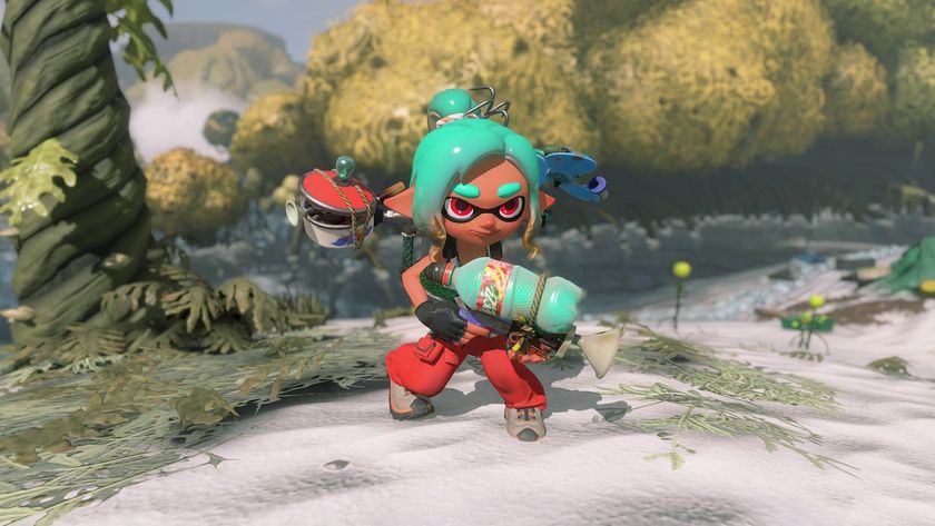 Splatoon Raiders screenshot showing the Mechanic exploring a mysterious island