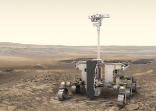 An artist's depiction of the Rosalind Franklin rover.