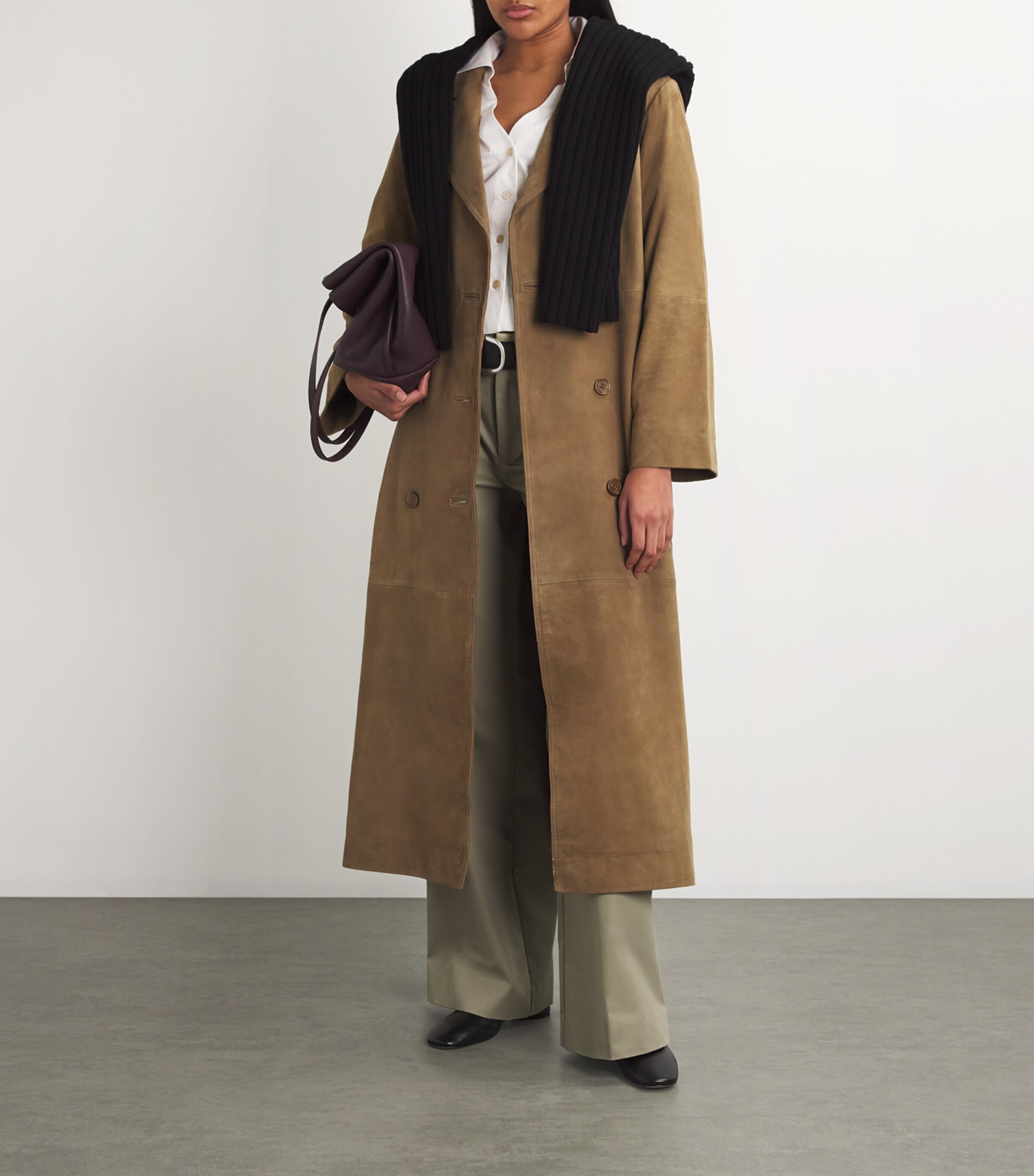 Suede Belted Trench Coat