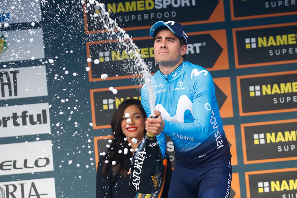 Mikel Landa (Movistar) celebrates winning stage 4 at Tirreno Adriatico