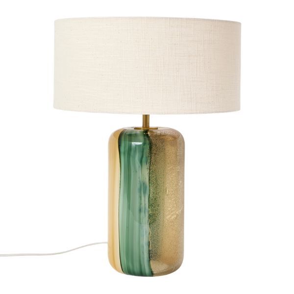Clara Large Green Stripe Table Lamp &amp;amp; Shade | Oliver Bonas