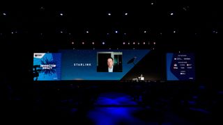 Elon Musk, the Chief Engineer of SpaceX, speaking about the Starlink project at MWC hybrid Keynote during the second day of Mobile World Congress (MWC) Barcelona, on June 29, 2021 in Barcelona, Spain.