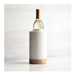marble and wood base wine cooler