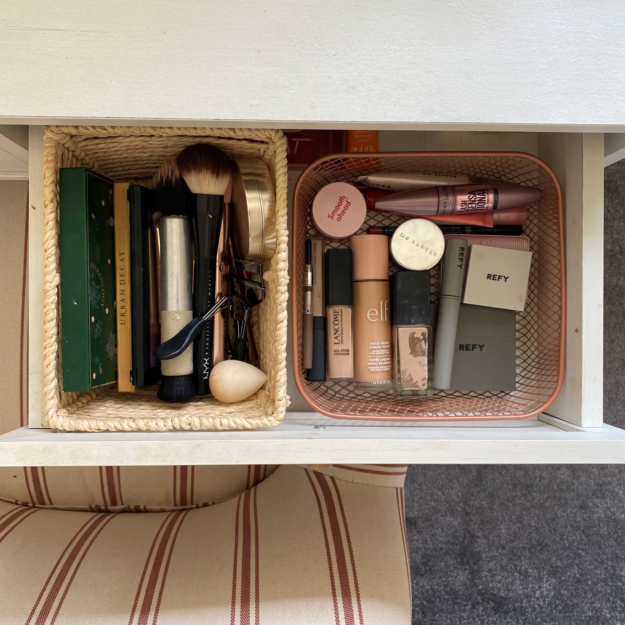 Katie trying out the dissolving caterpillar method on her make-up drawer