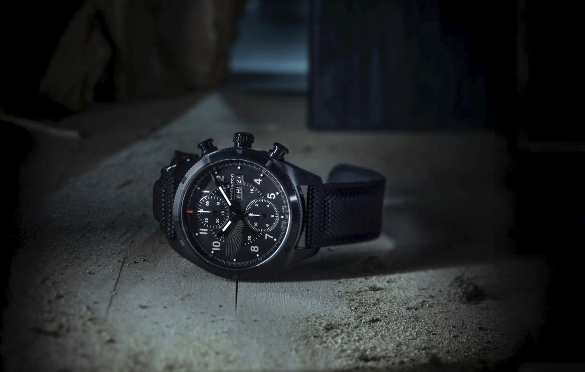 an image of the Hamilton Khaki Field Auto Chrono x Resident Evil