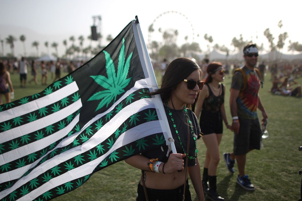 Flag with marijuana symbols