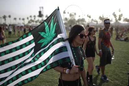 Flag with marijuana symbols