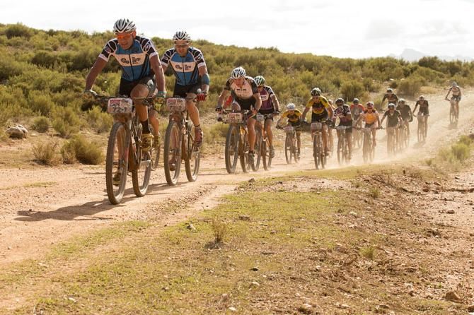 Shan Wilson of team Definitive Bikes leads a group