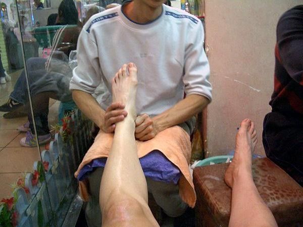 This is the kind of massage you receive when the Boss doesn't treat. Joe Papp's legs not pictured.