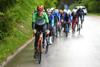 SCHWAZ AUSTRIA APRIL 17 Tobias Foss of Norway and Team INEOS Grenadiers Green Leader Jersey leads the peloton during the 47th Tour of the Alps 2024 Stage 3 a 1248km stage from Schwaz to Schwaz on April 17 2024 in Schwaz Austria Photo by Tim de WaeleGetty Images