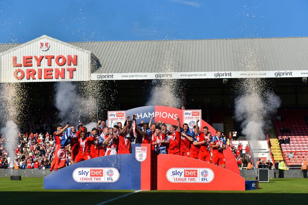 Leyton Orient season preview 2023/24 Leyton Orient players celebrating with the trophy after winning the league 2 during the Sky Bet League 2 match between Leyton Orient and Stockport County at the Matchroom Stadium, London on Saturday 29th April 2023. (Photo by Ivan Yordanov/MI News/NurPhoto via Getty Images)