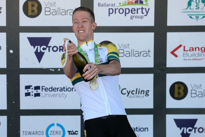 The spoils of victory for Mitchelton-Scott&rsquo;s Cameron Meyer
