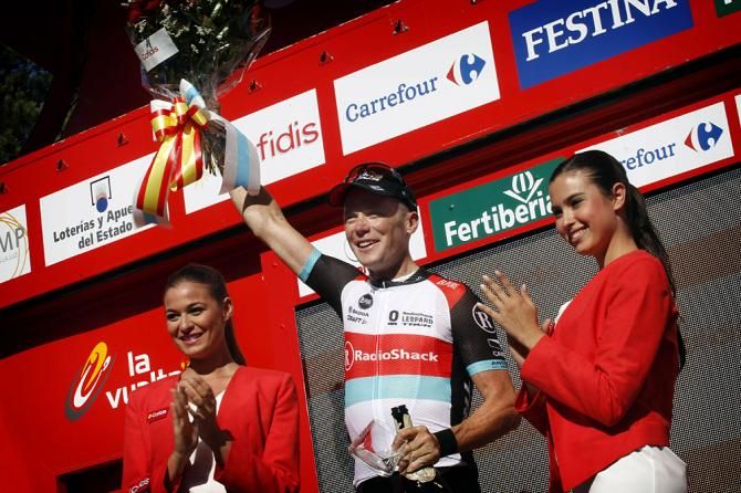 Chris Horner (Radioshack) celebrates his stage win in the Vuelta