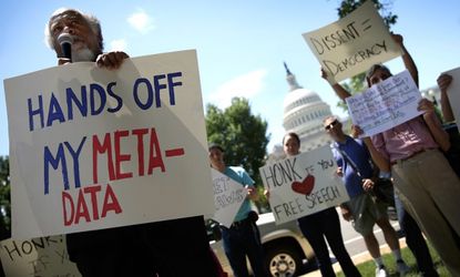 Protesters rallying the name of privacy outside the Capital on June 14.