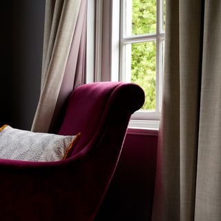 Amis Buff curtains with Tanner living and white window