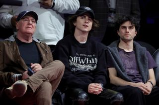 Timothée Chalamet courtside at a Los Angeles Lakers game.