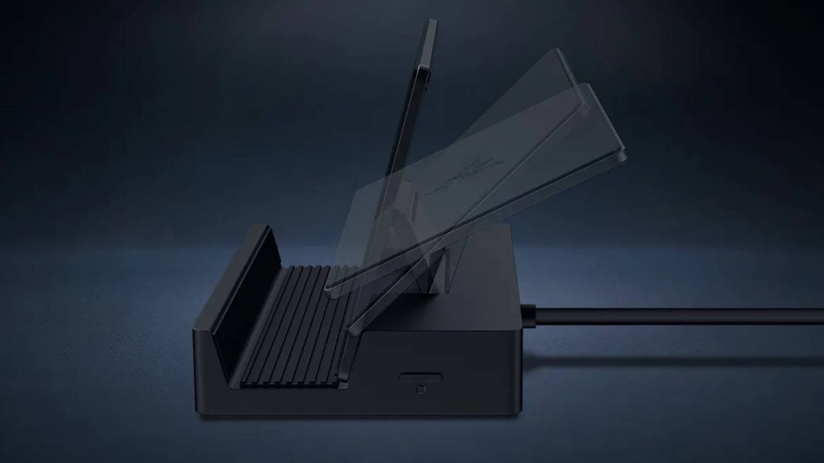 Razer Handheld Dock Chroma graphic demonstrating adjustable cradle