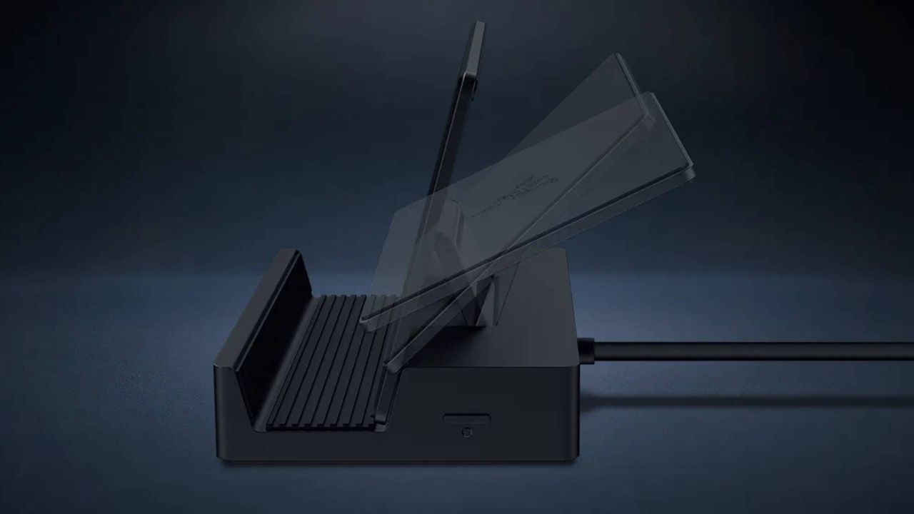 Razer Handheld Dock Chroma graphic demonstrating adjustable cradle