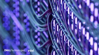 TitleData Center Server Rack with LED Lighting and High-Speed Ethernet Cables, 3D Render of Cloud Computing Infrastructure and Network Connectivity Concept