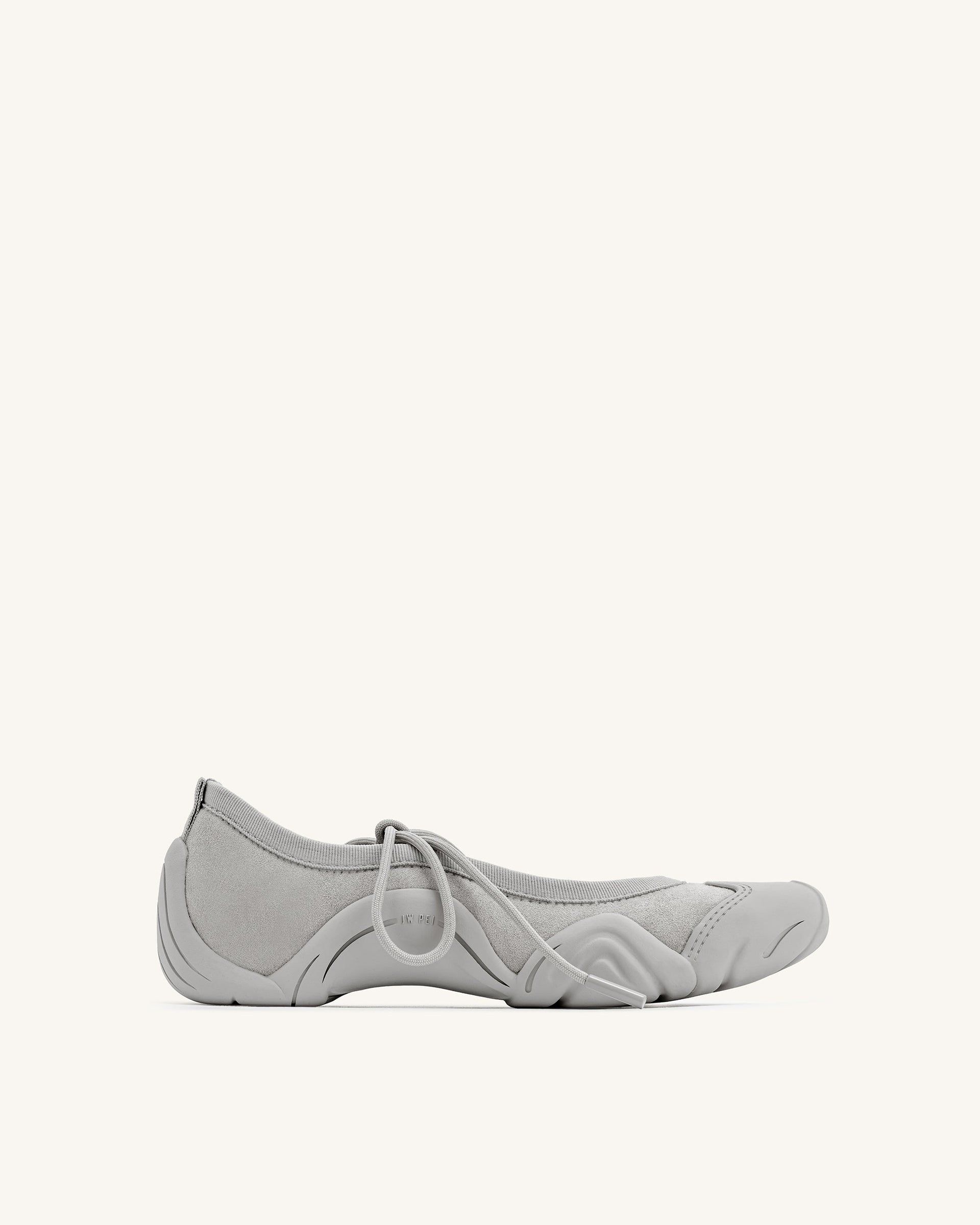 Caitlin Lace-Up Ballerina Sneakers - Grey