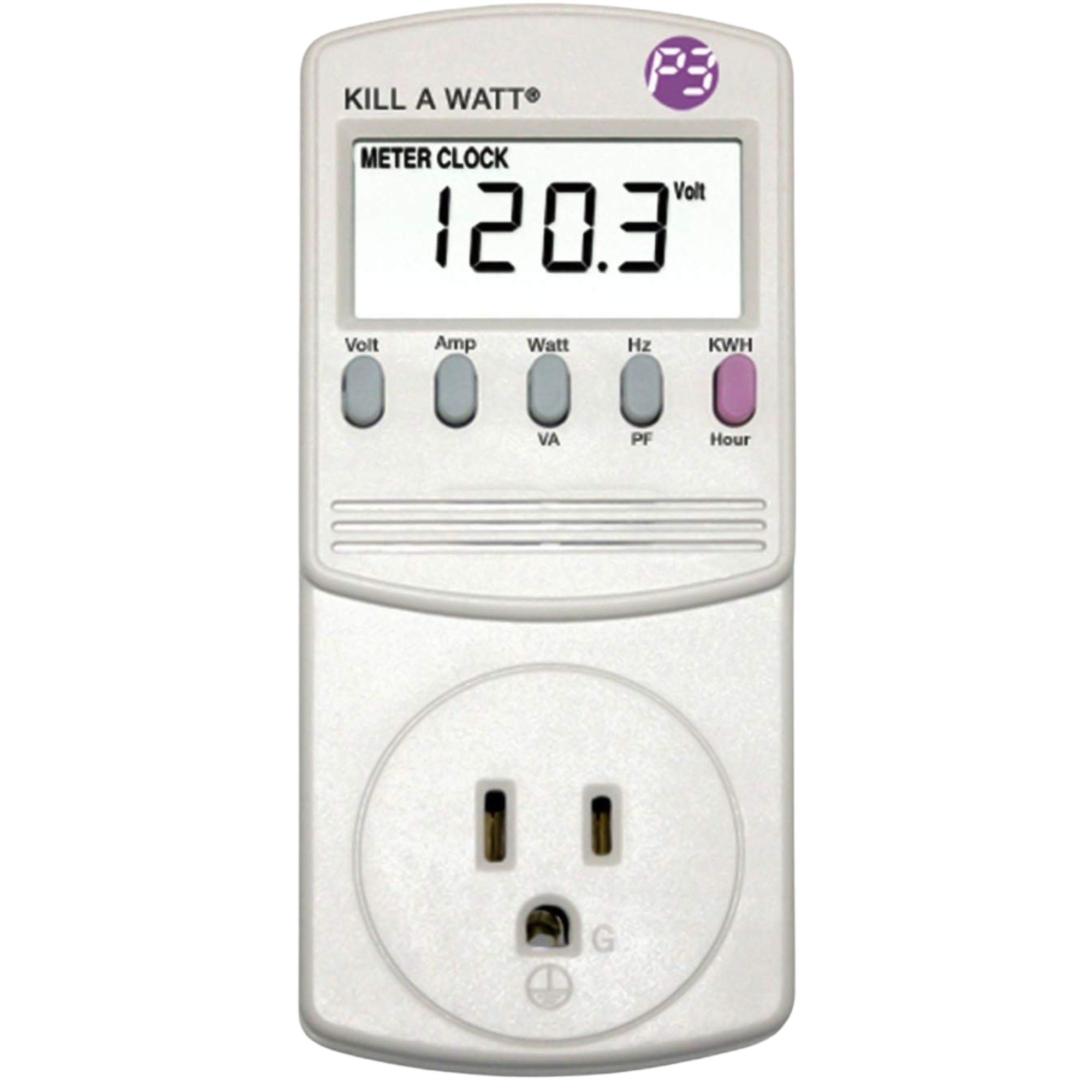 A white energy meter clock