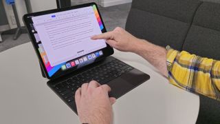 iPad Pro being used as a laptop in an office
