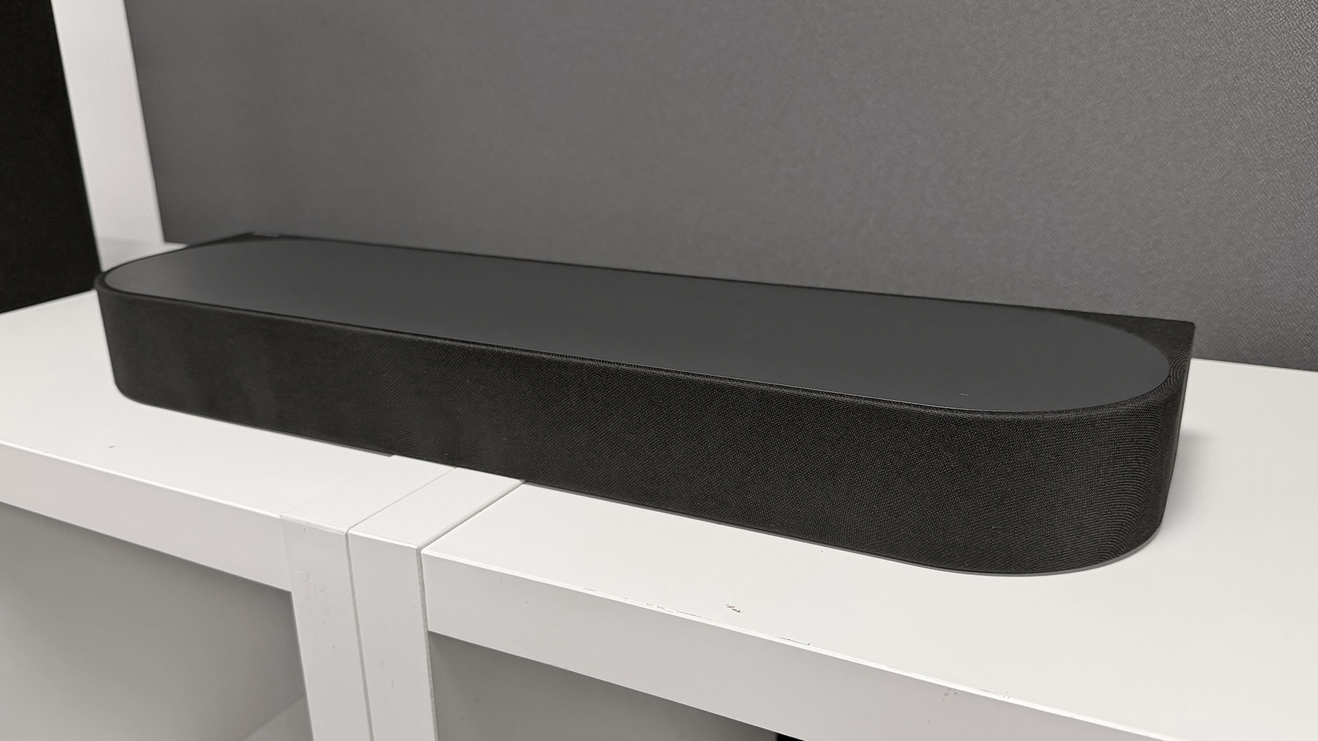 Sony Bravia Theatre Trio Dolby Atmos soundbar, bar unit only on white wooden shelving unit
