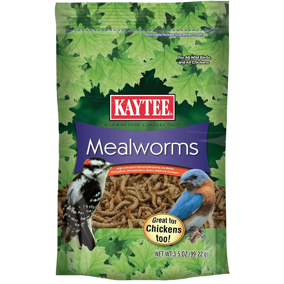 Kaytee, Kaytee Wild Bird Food Mealworms for Bluebirds, Wrens, Robins, Chickadees, Woodpeckers, Cardinals &amp;amp; Chickens, 3.5 Ounce