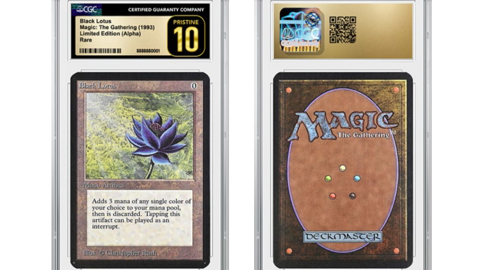 A Black Lotus card from Magic: The Gathering that sold for $3 million.