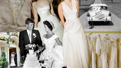 a collage of bridal and vintage looks.