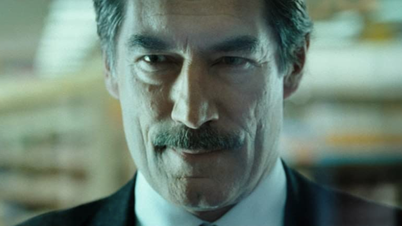 Timothy Dalton glaring in the supermarket in Hot Fuzz.