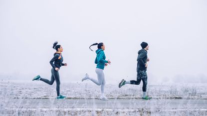 A woman exercising during winter