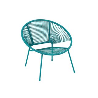 A teal Acapulco garden chair