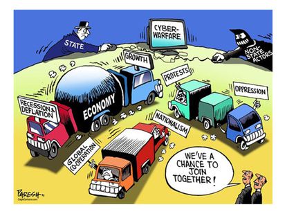 Political cartoon global interests 2015