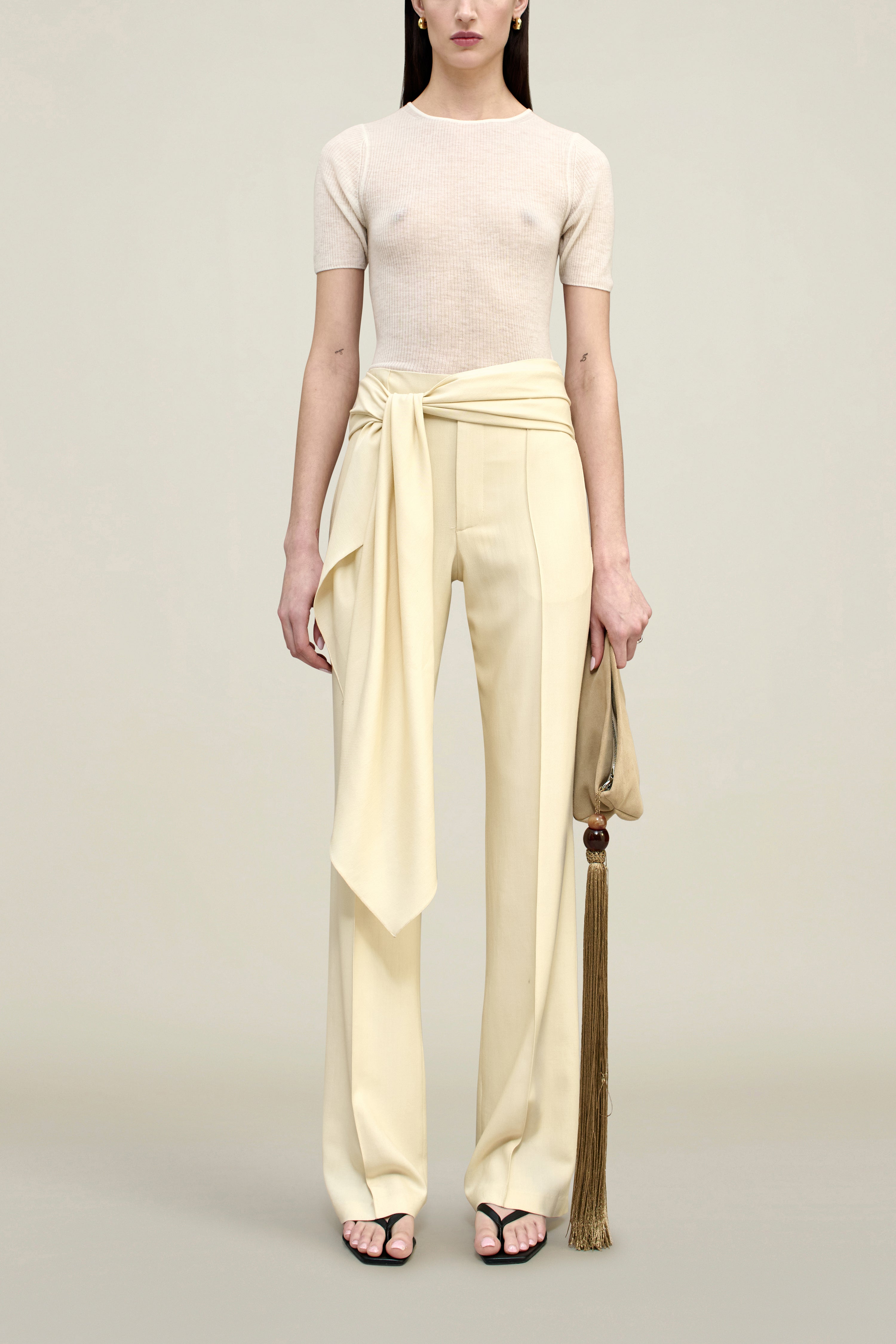 Ulla Tie Trouser in Virgin Wool Blend