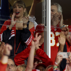 Brittany Mahomes and Taylor Swift celebrate a touchdown by the Kansas City Chiefs against the Denver Broncos