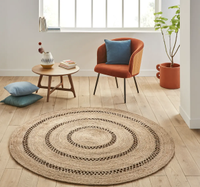 Aftas Round Jute Rug with lacy detail | Was £99, now £49.50, saving 50%, La Redoute