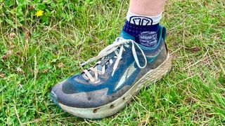 Sidas T-Free Trail split-toe socks worn inside Altra Timp 4 running shoes
