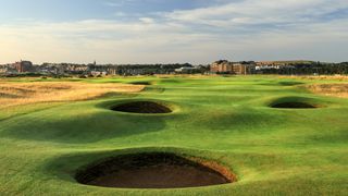 The approach to the green on the 15th hole at The Old Course, St Andrews
