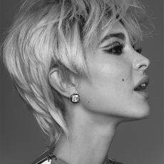 Black and white profile portrait of actress Isabel May shot by Elias Tahan. 