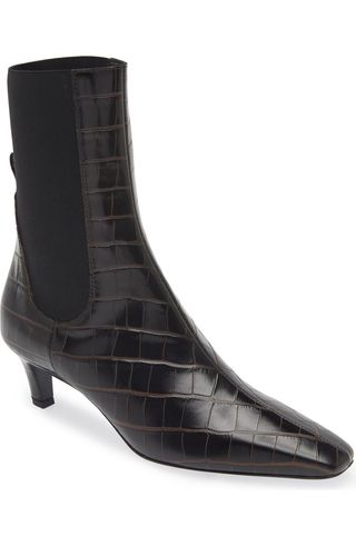 Croc Embossed Kitten Heel Chelsea Boot