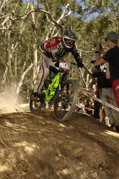 Sam Hill fell late in his run to put him outside the running for a win.