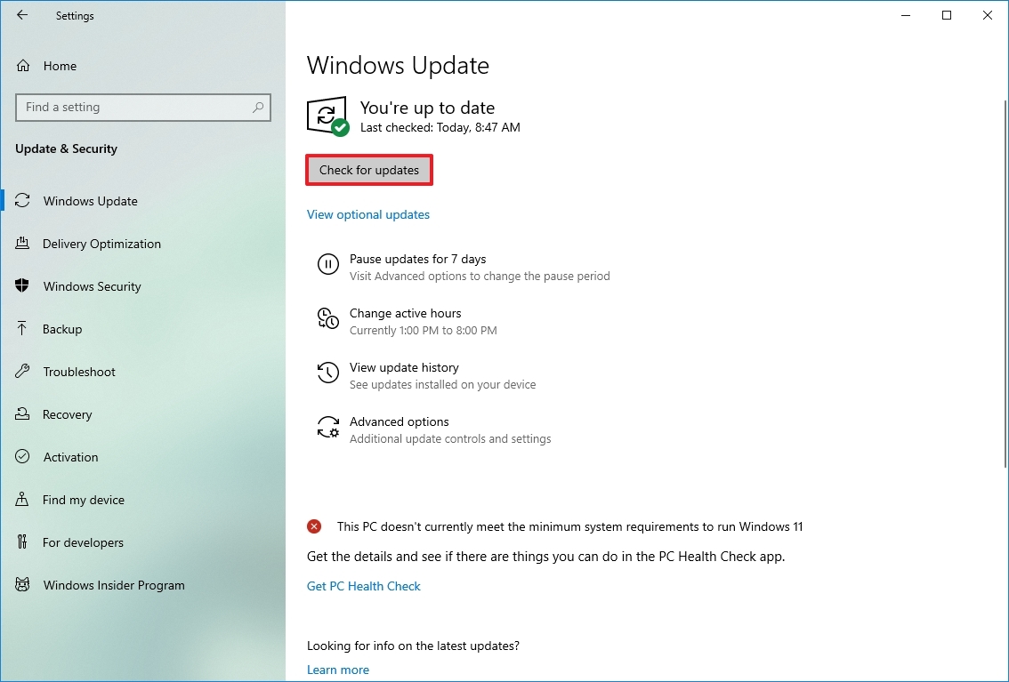 Windows 10 install updates