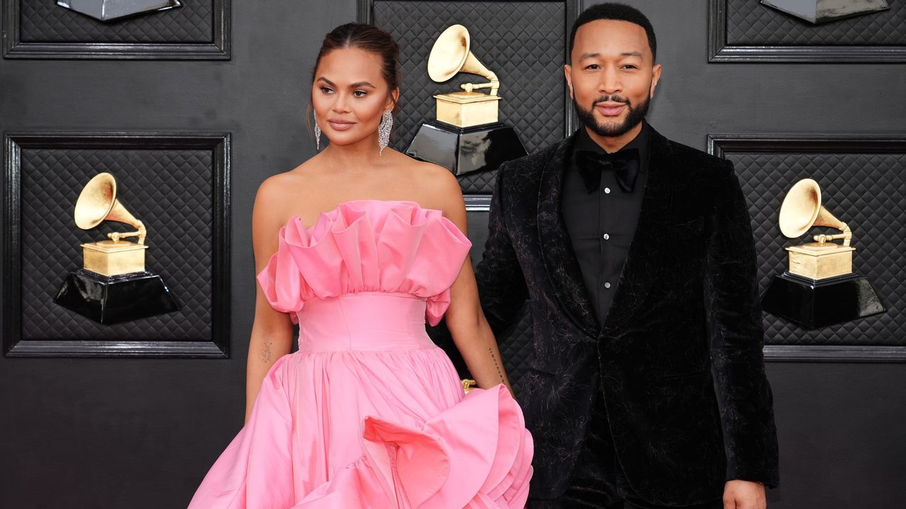 Chrissy Teigen and John Legend expecting a baby, seen here attending the 64th Annual GRAMMY Awards