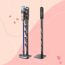 Vacuum stand for Dyson on a pink background