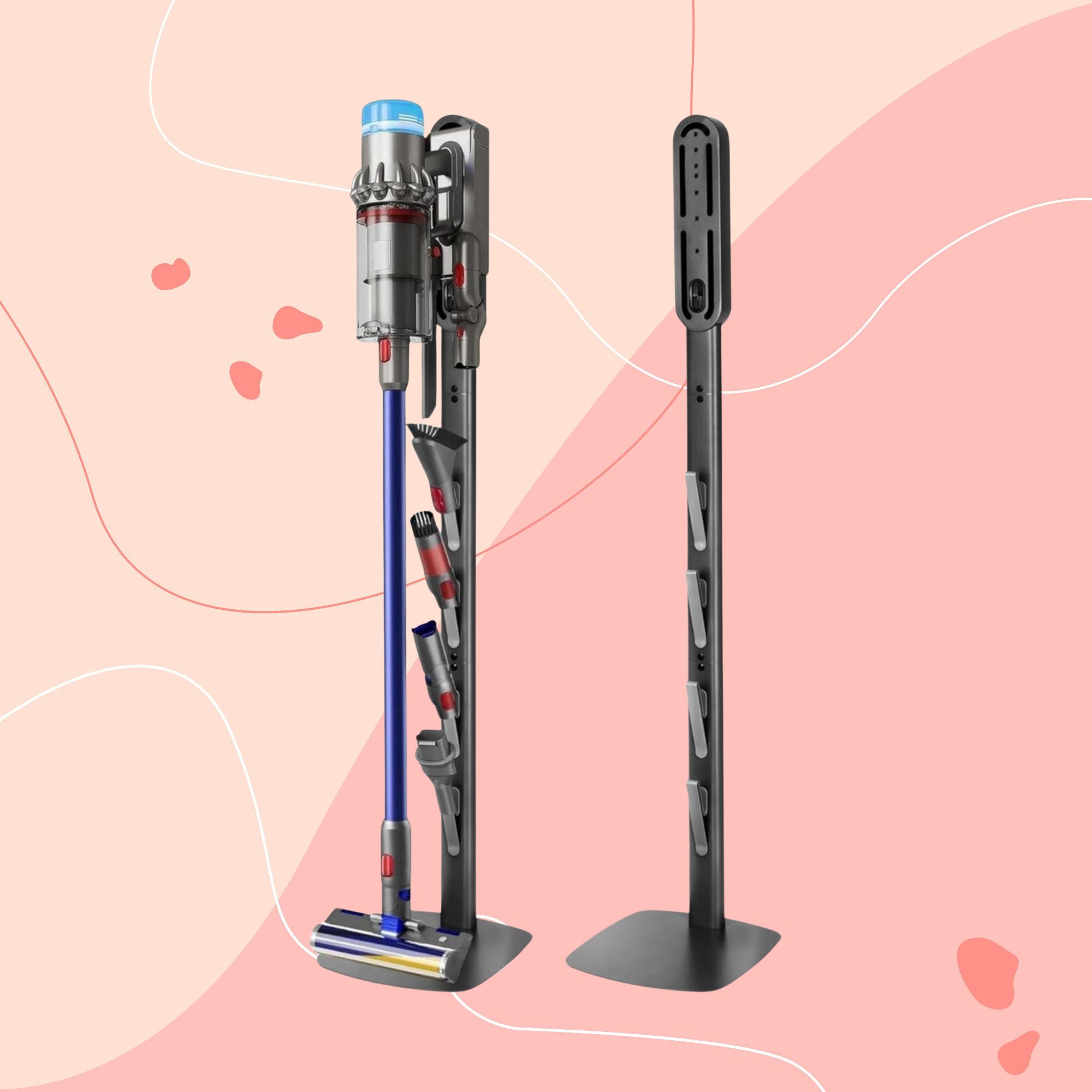 Vacuum stand for Dyson on a pink background