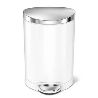 small white pedal bin