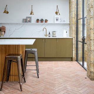 Green kitchen with Ca' Pietra terracotta tiles