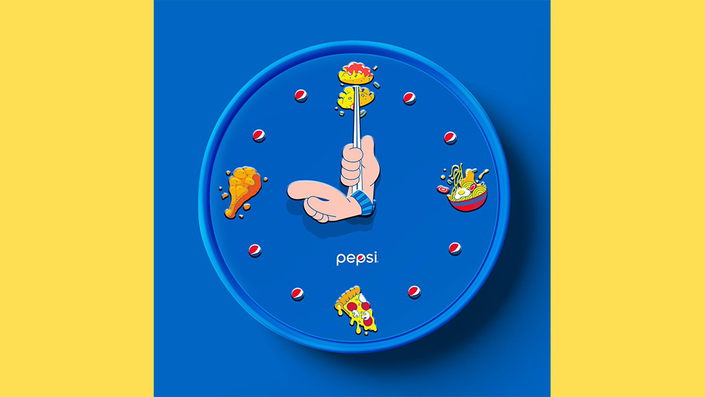 A Pepsi food clock