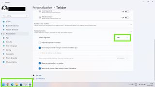 Windows taskbar alignment
